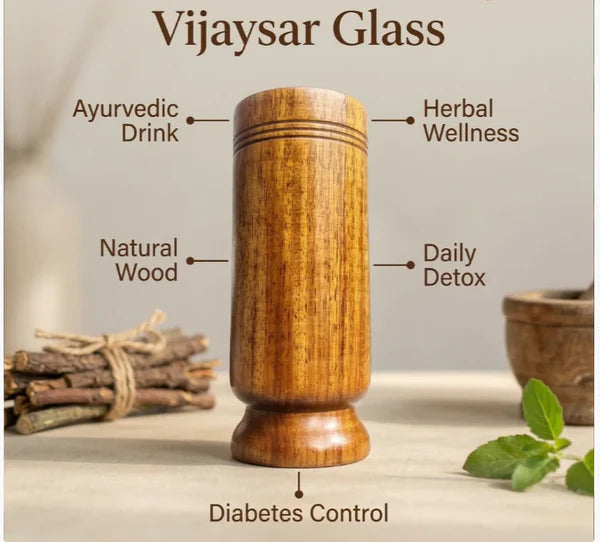 Ayurvedic Vijaysar Wood Glass  – Natural Sugar Balance Tumbler 🩺