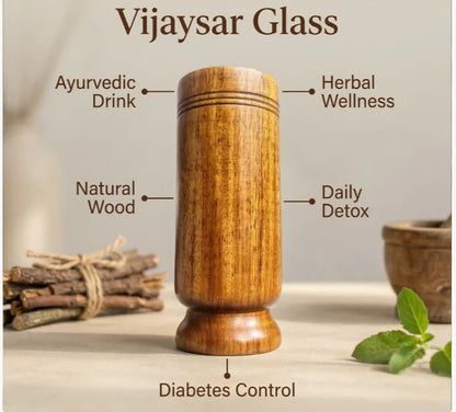 Ayurvedic Vijaysar Wood Glass  – Natural Sugar Balance Tumbler 🩺